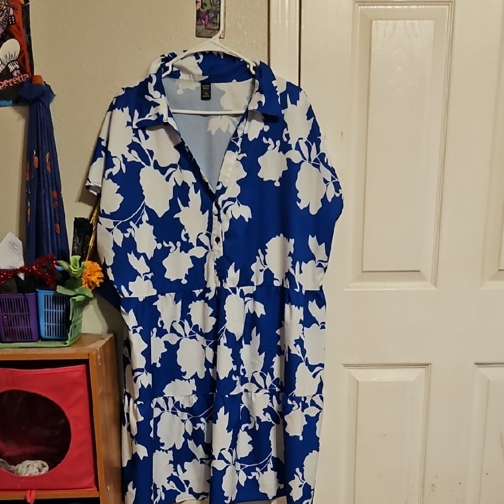 Blue and White Floral Dress